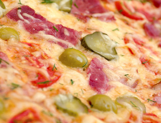 pizza ham and vegetable