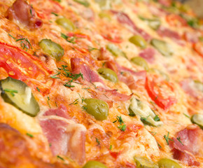 pizza ham and vegetable