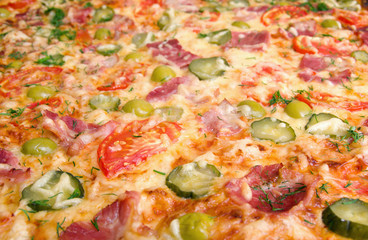 pizza ham and vegetable