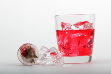 Strawberry drink with ice