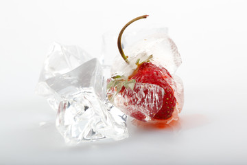 Strawberry in ice