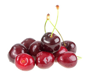 Heap of a dark-red sweet-cherry