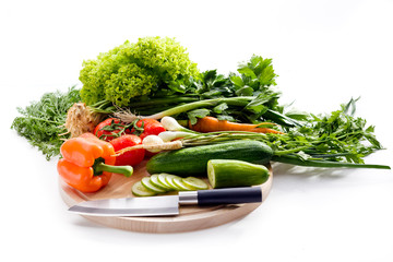 Fresh raw vegetables isolated on white