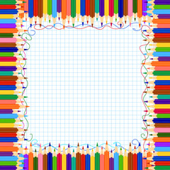 Coloured pencil border with copy space