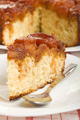 Slice of apple sponge cake