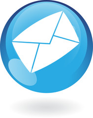 Glossy blue envelope isolated on white