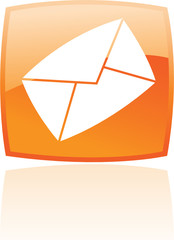 Glossy orange envelope isolated on white