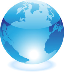 Glossy blue world isolated on white