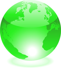 Glossy green world isolated on white