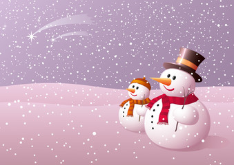 Snowball and his son looking on the falling stars.