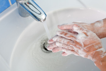 Fototapeta premium Soap hand washing