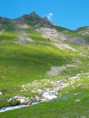 Torrent et alpages colorés