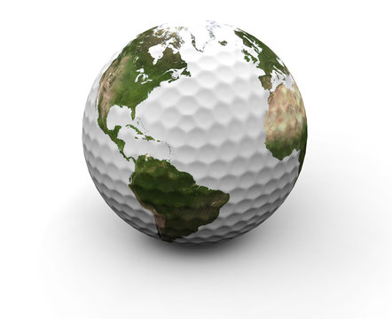 Golf Ball with Earth Map