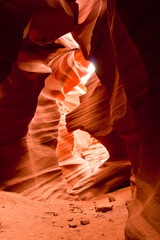Beautiful sandstone rock formations of Antelope Canyon in Arizon