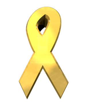 aids hiv symbol in gold (3d)