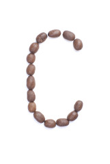 Coffee alphabet isolated on white backgroung