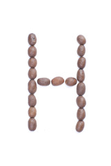 Coffee alphabet isolated on white backgroung