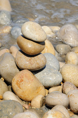 zen stones on a seashore