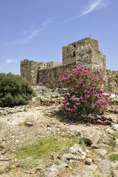 Archaeological remains of Crusaders Castle in Byblos, Lebanon