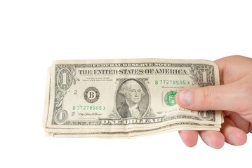 holding money in hand