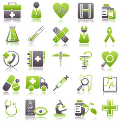 medicine Green Icons - obrazy, fototapety, plakaty