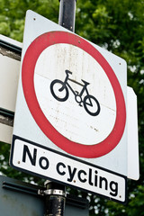 no cycling information warning sign
