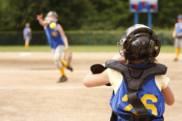 Pitcher and catcher warming up before game