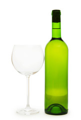 Wine and glass isolated on the white background