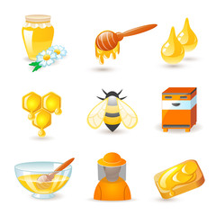 honey and beekeeping icons