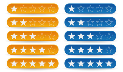 set of yellow and blue rating stars