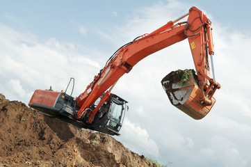 loader excavator at construction works