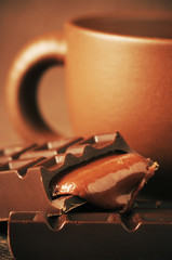 Cup of coffee and chocolate