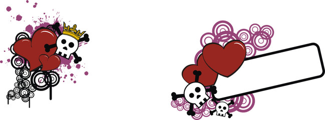 cartoon heart skull