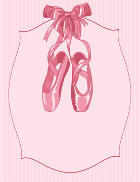 Ballet slippers on stripe background