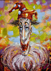 Portrait of the clown in a cap