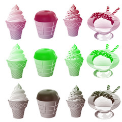 illustration of a set of different ice cream