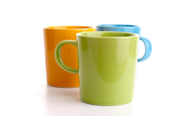 Colored cups. Isolated on white background.