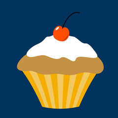 Vector Cupcake with Icing and a Cherry on Top