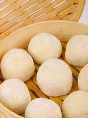 Chinese steamed roll. Close up on white background