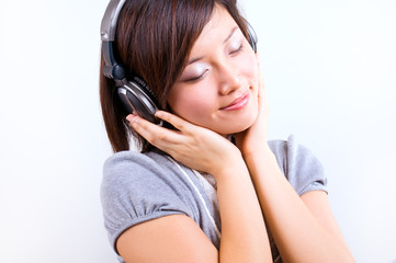 Women enjoy listening music