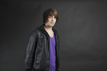 Young man in a leather jacket