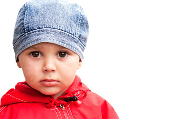 Closeup of the baby  isolated on white