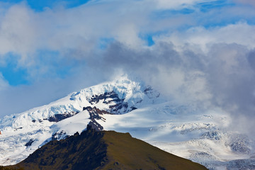 Snow covered mountains in Skaftafell National Park, Iceland