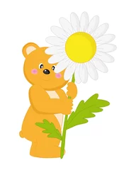 Türaufkleber Bär mit einer Blume © sonia