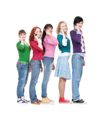 Fototapeta premium friends talking by phone
