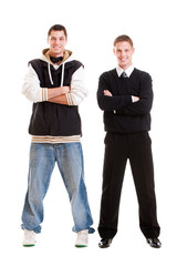 full-length portrait of two men