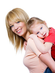 Happy mother with little daughter