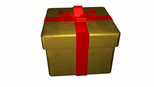 Gold Geschenk drehend rote Schleife