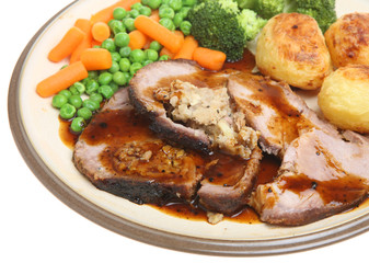 Roast Stuffed Loin of Pork Dinner