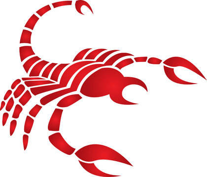 Zodiacs red scorpio isolated on white